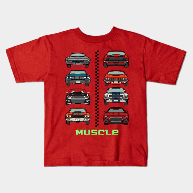 Muscle cars Kids T-Shirt by MaxiVision